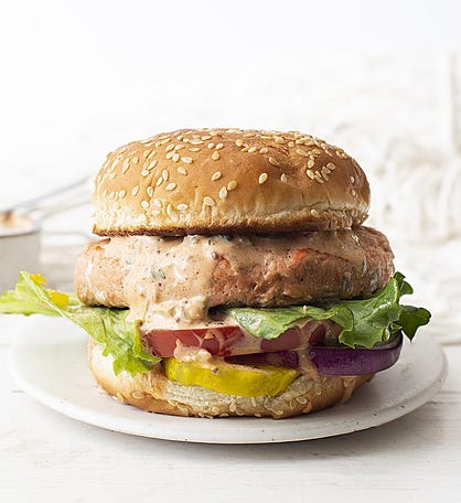 Deluxe Salmon Burgers - 5 oz patties, gluten free